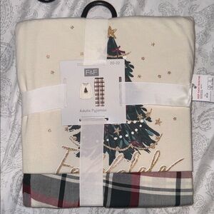 F&F Festive Cream and Black pajama Set